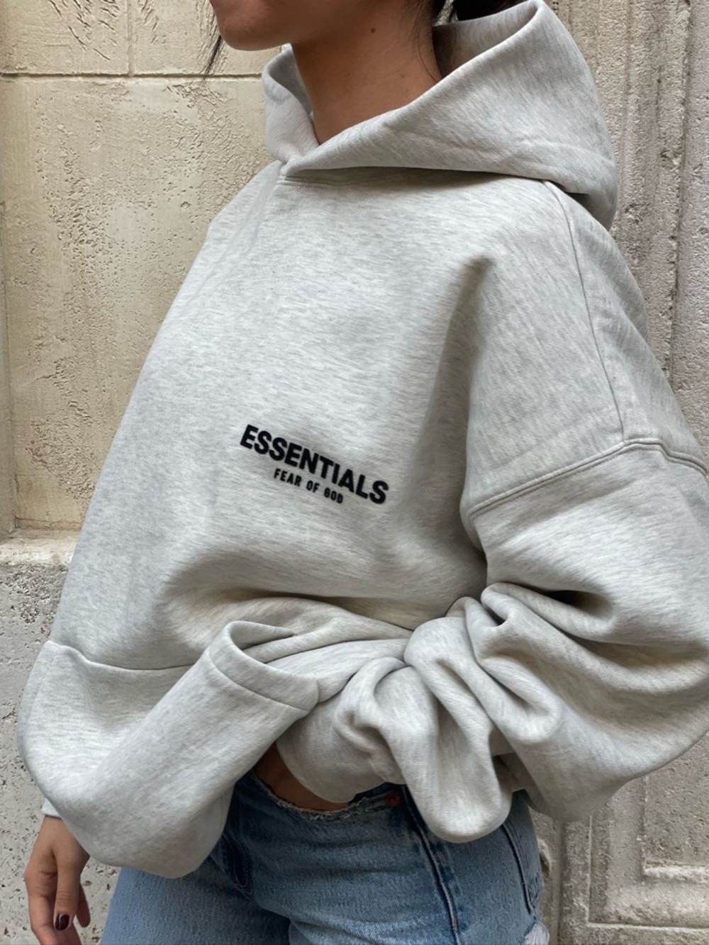 Fear of God Essentials Light Gray Crewneck Hoodie